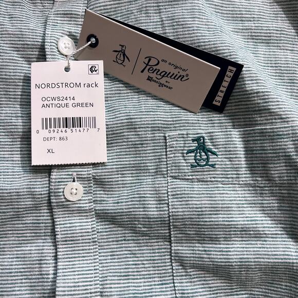 Penguin Antique Green button down shirt sz XL - Picture 3 of 5